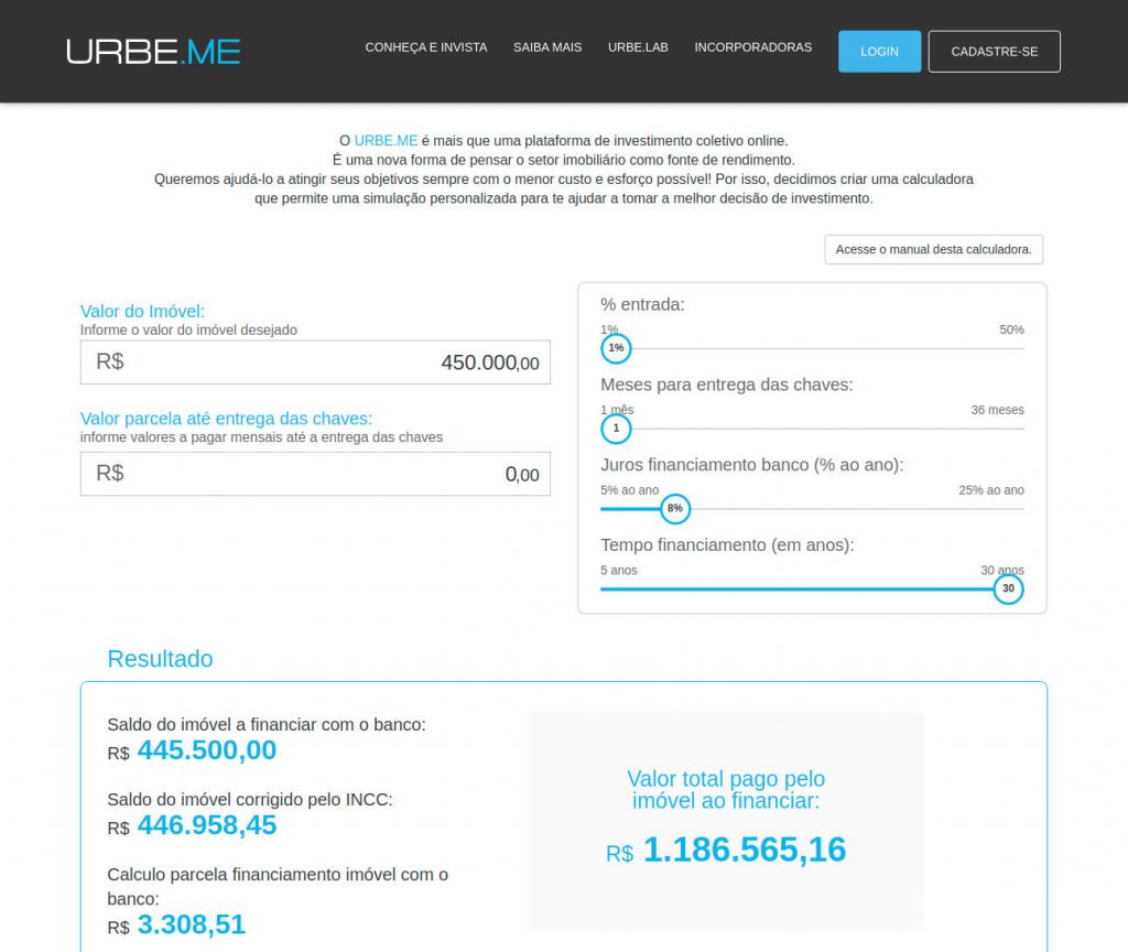 Simulação Financiamento URBE.me - Janeiro/2021