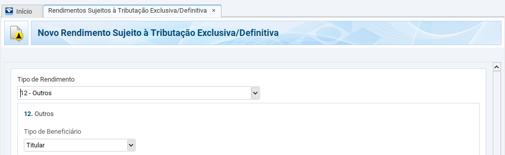 tipo de rendimento declaração ir