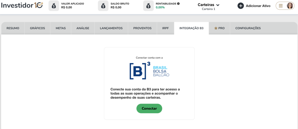 Como vincular sua contana B3 no Investidor10