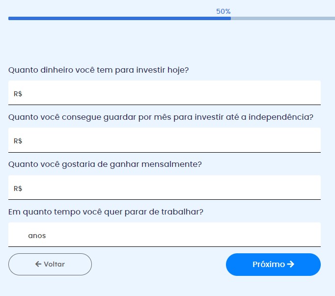 calculadora de independência financeira clube do valor
