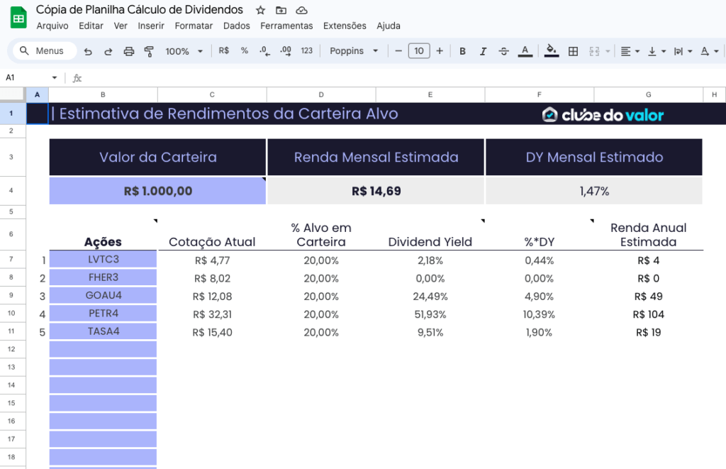 Calculadora de dividendos