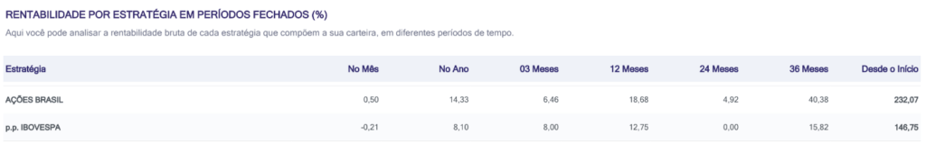 Exemplo real da carteira de investimentos 